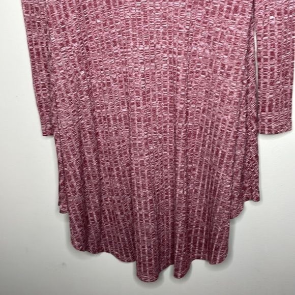 Lollipop Star Size M Burgundy Ribbed Lightweight Knit Long Sleeve V Neck Dress - Picture 4 of 9